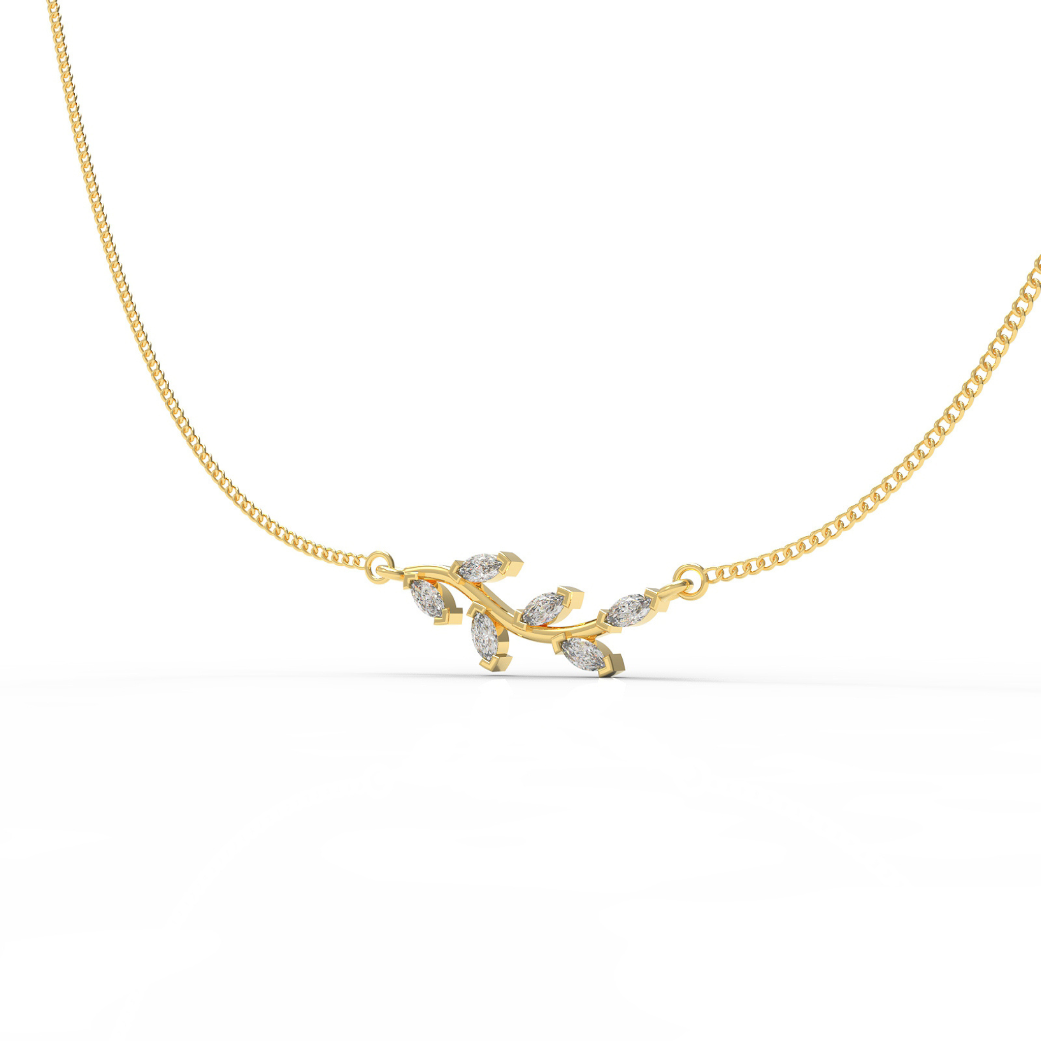 Graduated Sideways Vine Necklace, Hallmarked 925 Sterling Silver